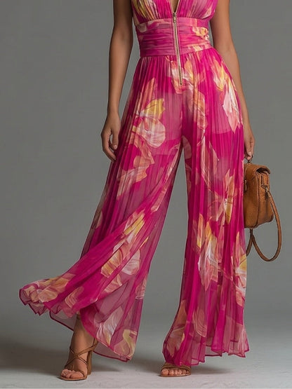 Nicole™ | Elegante Bloemen Chiffon Jumpsuit