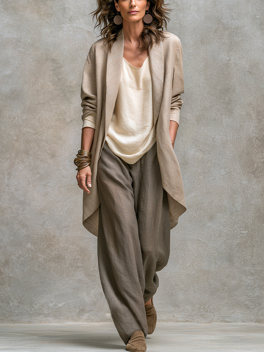 Sabine™ | Elegante Driedelige Set Met Wijde Broek