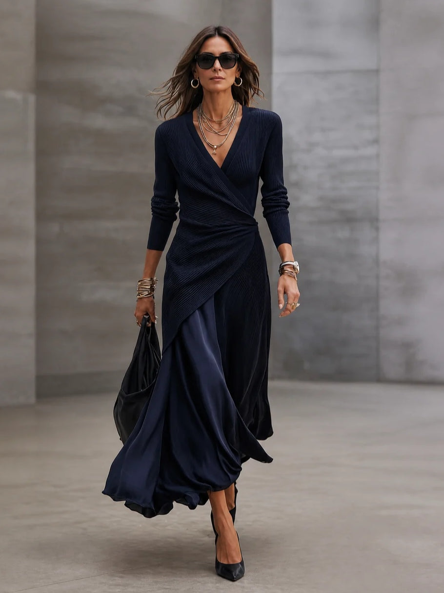 Tamara™ | Elegante Maxi Wikkeljurk met Satijnen Rok
