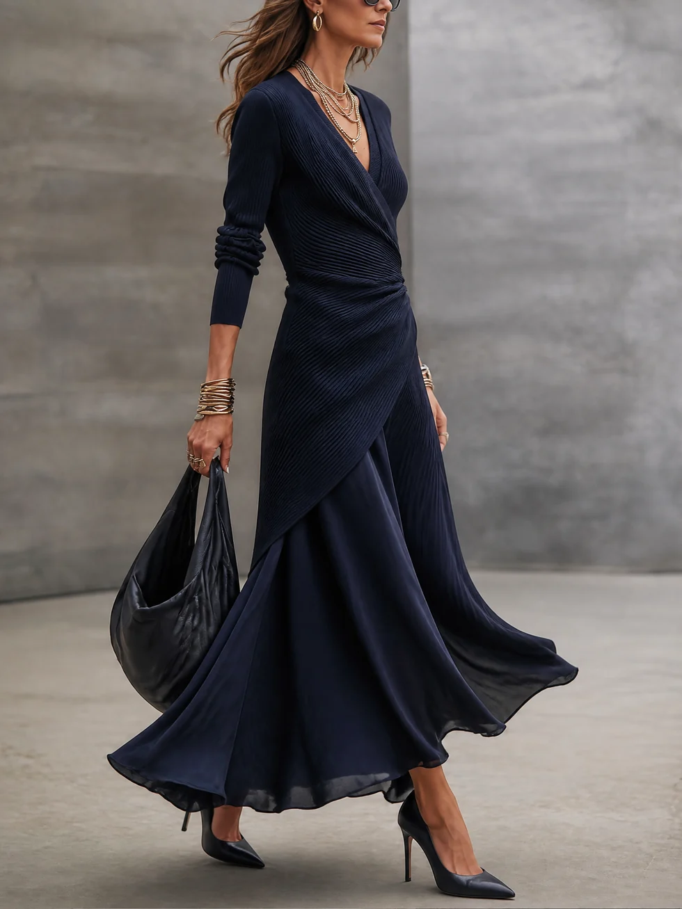Tamara™ | Elegante Maxi Wikkeljurk met Satijnen Rok