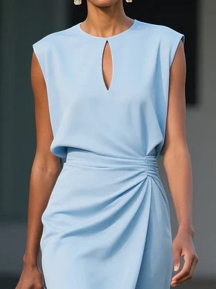 Veya™ | Elegante Gedrapeerde Midi Jurk