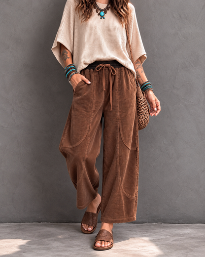Marae™ | Comfortabele Ribfluwelen Broek met Elastische Taille