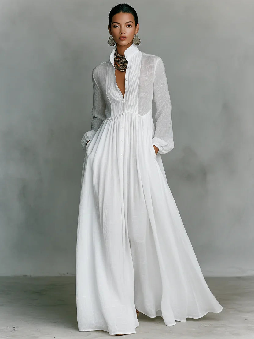 Lena™ | Stijlvolle Maxi Jurk Met Knopen