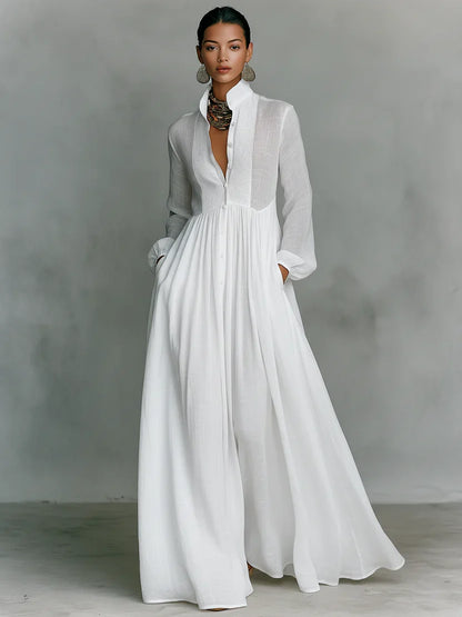 Lena™ | Stijlvolle Maxi Jurk Met Knopen