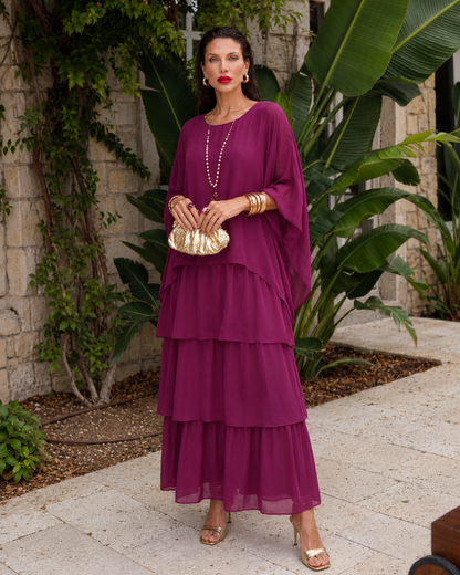 Amélie™ | Elegante Buikbedekkende Chiffon Maxi Jurk