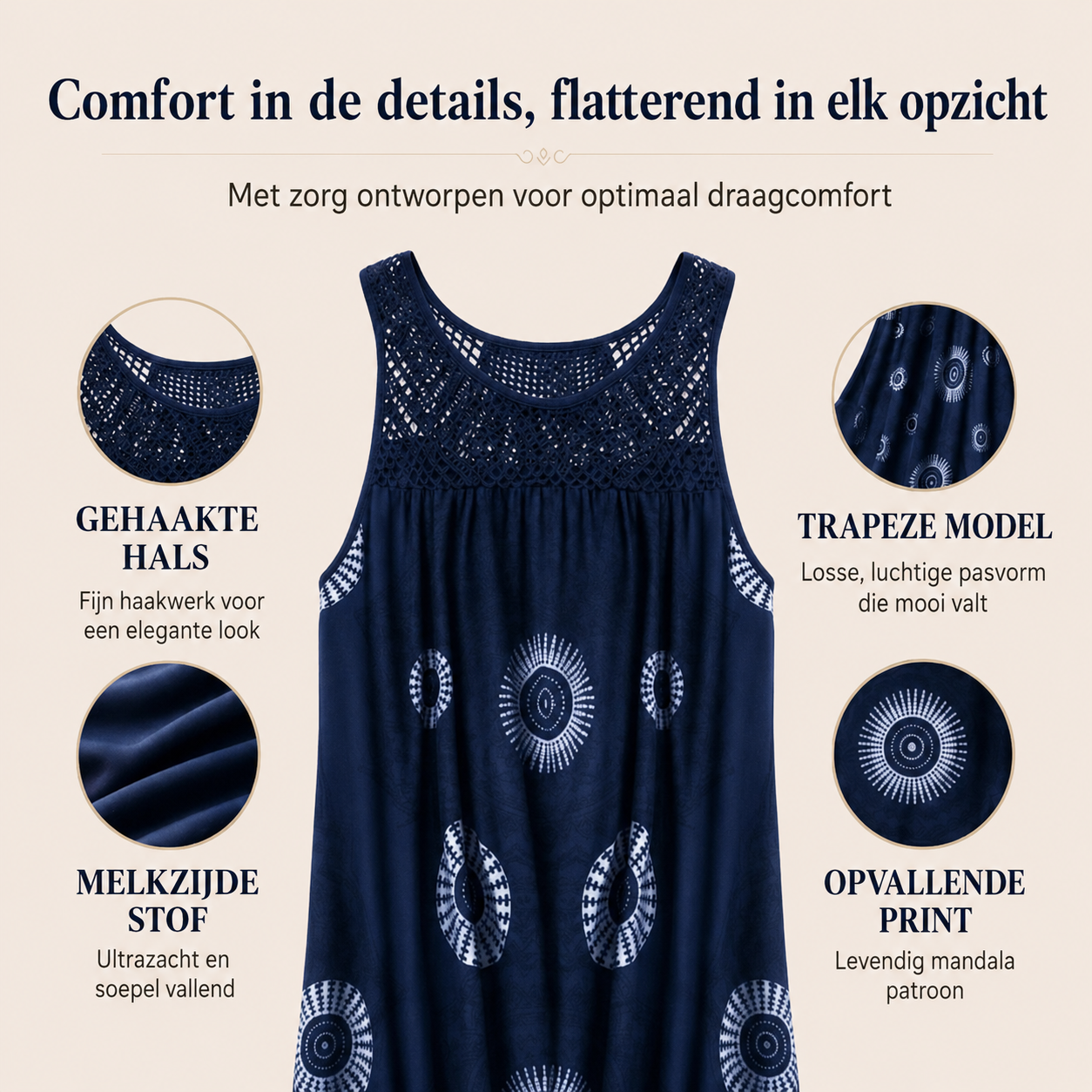 Noor™ | Buikcamouflerende Midi Jurk Met Abstracte Print