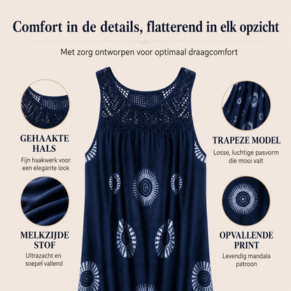 Noor™ | Buikcamouflerende Midi Jurk Met Abstracte Print