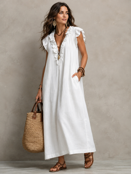 Elva™ | Elegante Buikbedekkende Maxi Jurk Met V-Hals