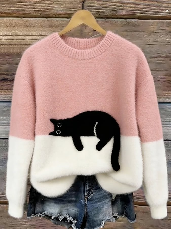 Lora™ | Zachte Oversized Trui Met Kattenprint 2