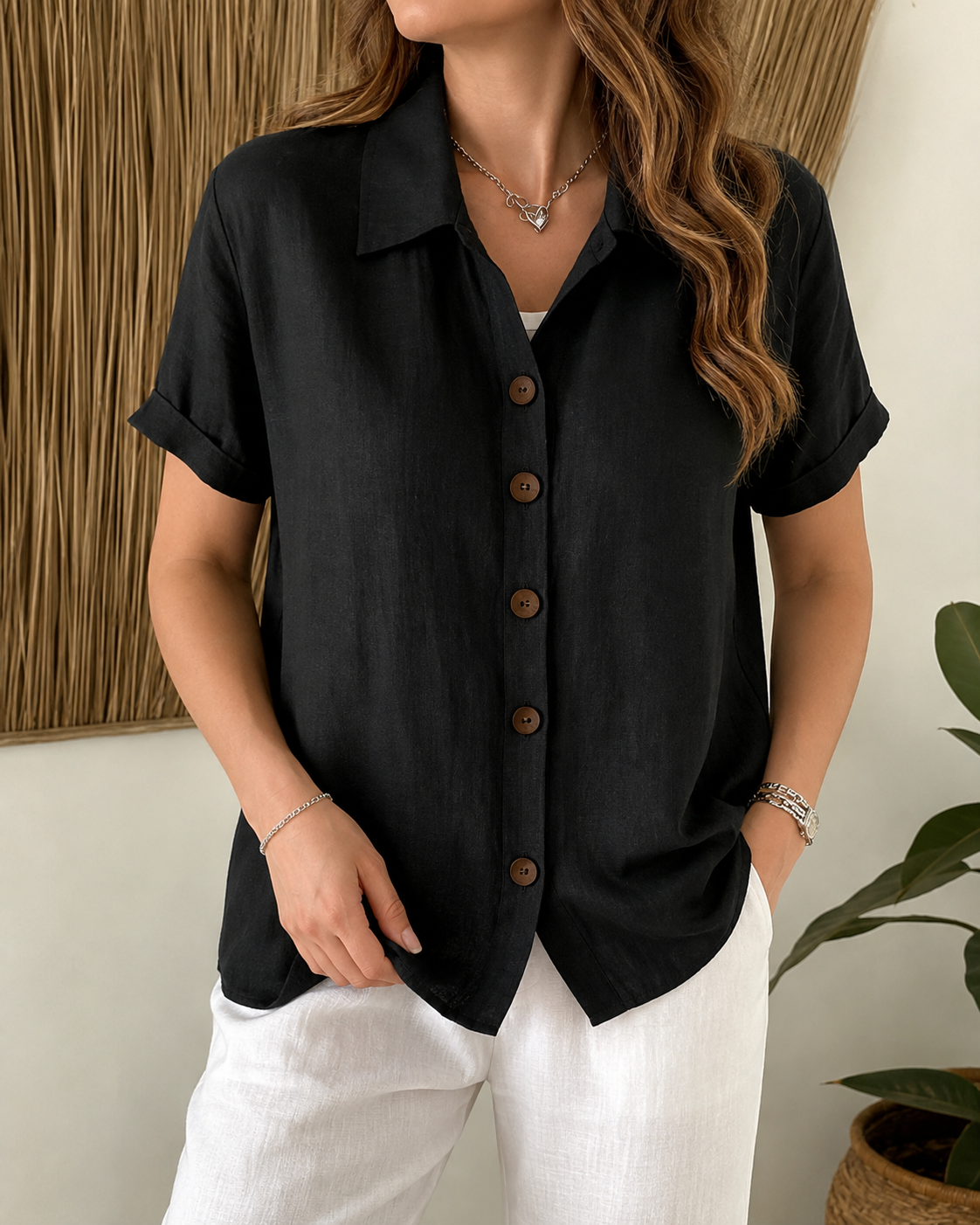 Noëlle™ | Relaxte Blouse Met Knopen