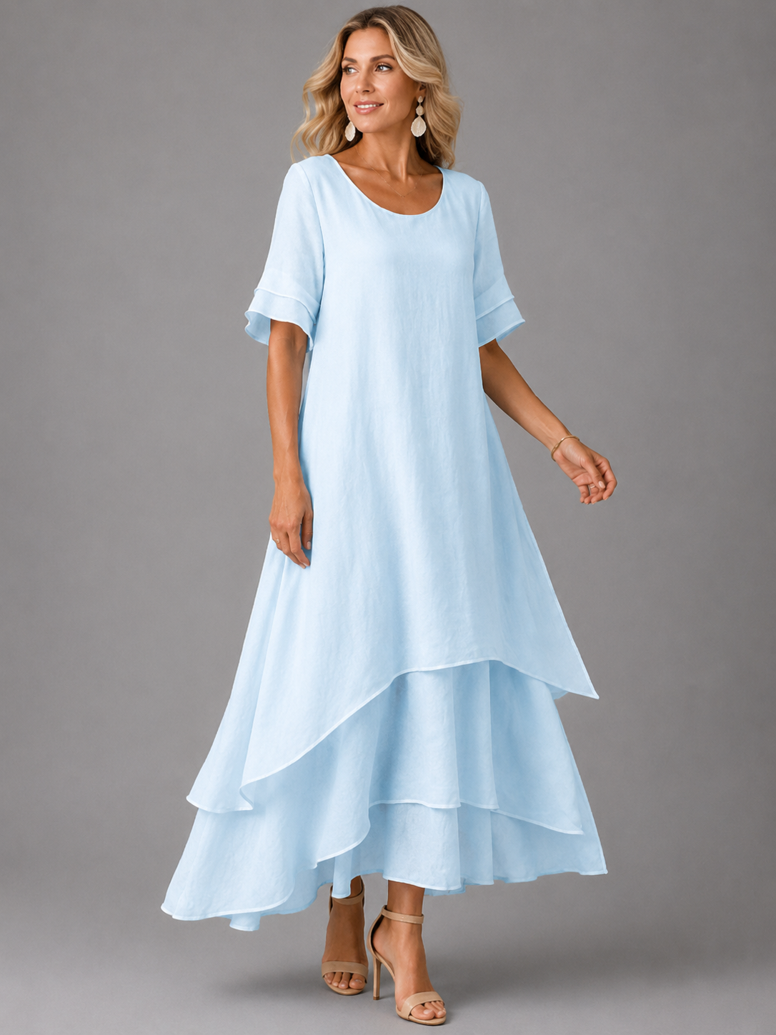 Maëlle™ | Luchtige Buikcamouflerende Laagjes Maxi Jurk