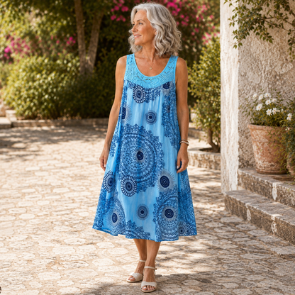 Noor™ | Buikcamouflerende Midi Jurk Met Abstracte Print