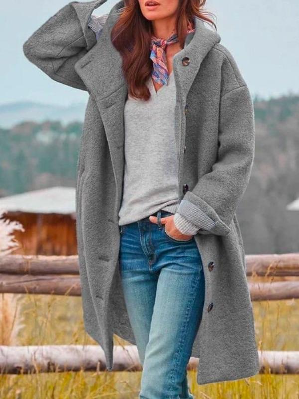 Marit™ | Lange Wollen Winterjas met Capuchon 2