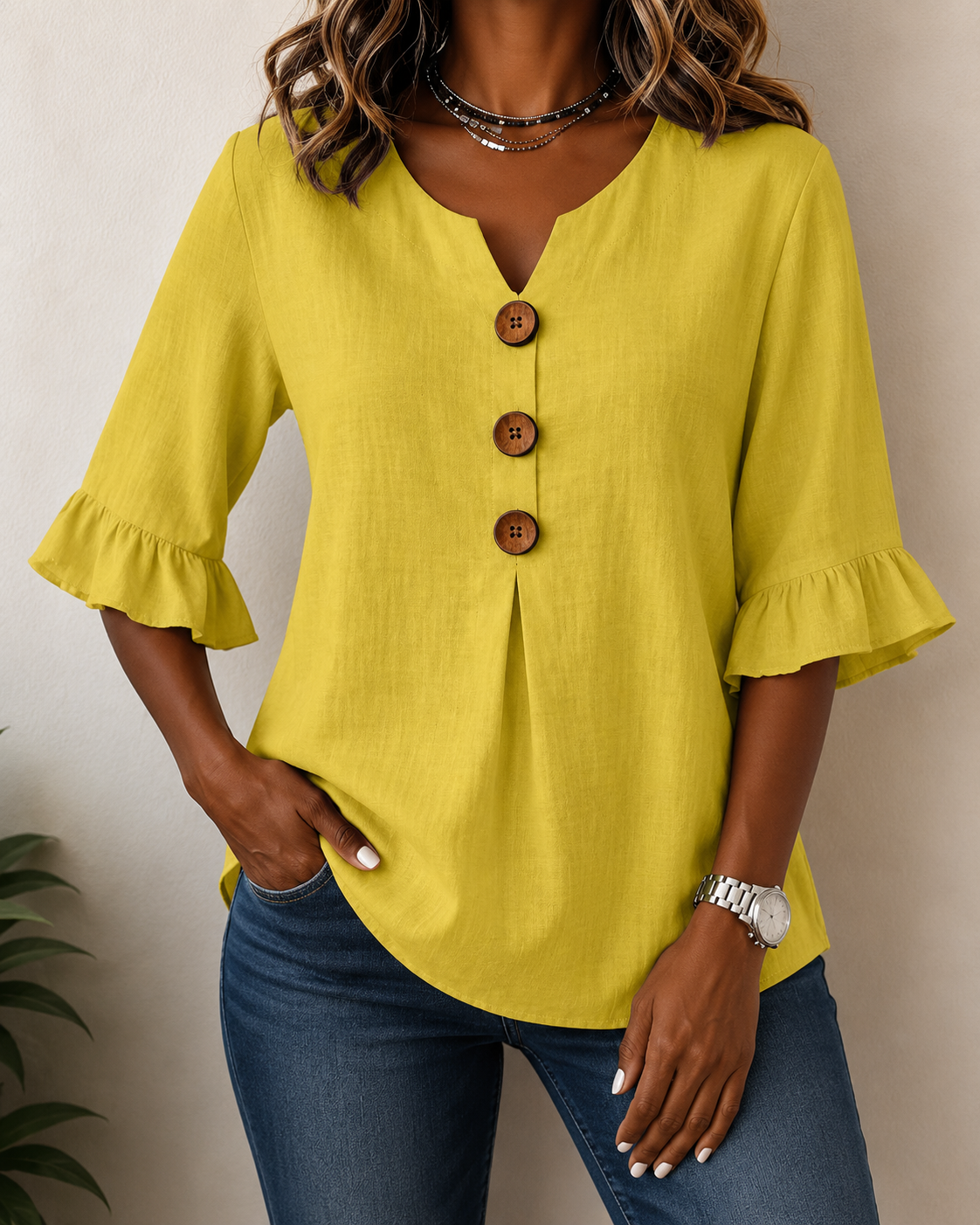 Amelie™ | Buikcamouflerende Blouse Met Knopen