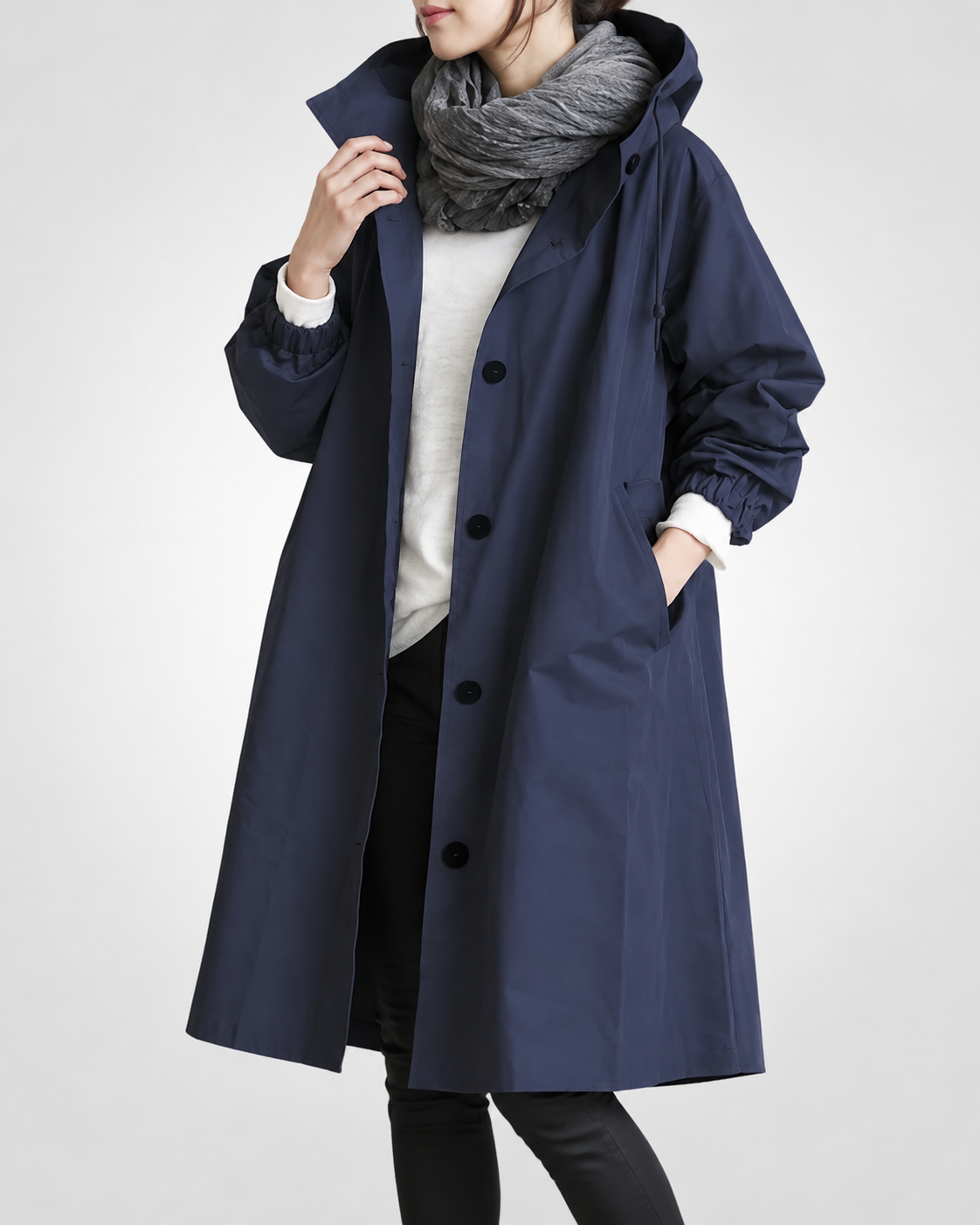 Vina™ | Warme Lange Trenchcoat Met Capuchon