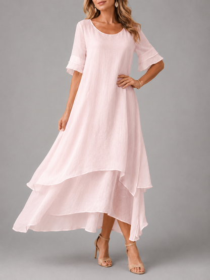 Maëlle™ | Luchtige Buikcamouflerende Laagjes Maxi Jurk