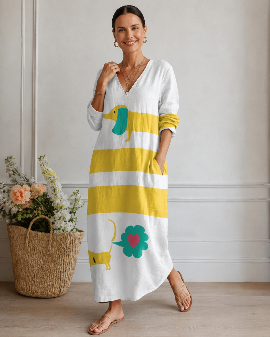 Emma™ | Soepelvallende Midi Jurk