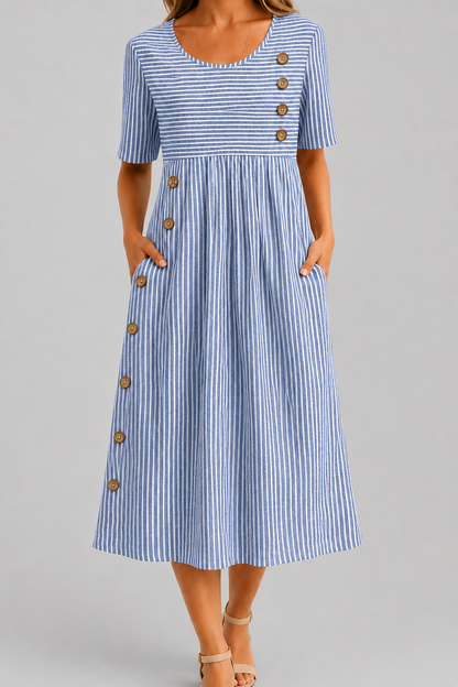 Ismay™ | Gestreepte Midi Jurk