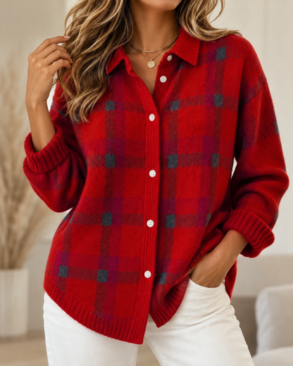 Vallerie™ | Comfortabel Geruit Gebreid Vest