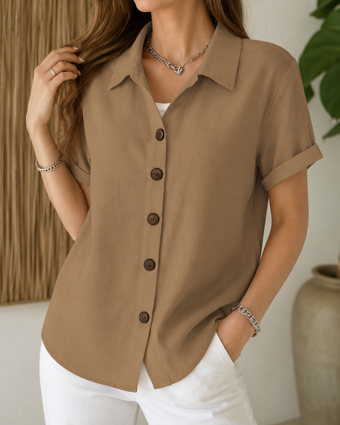 Noëlle™ | Relaxte Blouse Met Knopen