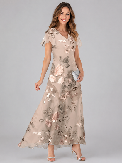 Florine™ | Buikcamouflerende Bloemen Maxi Jurk