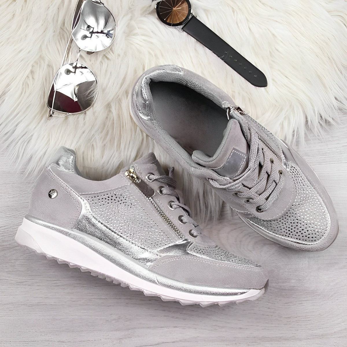 Noor™ | Orthopedische Sleehak Sneakers Met Zijrits