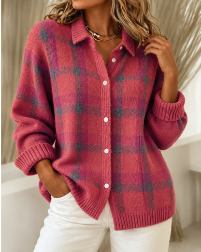 Vallerie™ | Comfortabel Geruit Gebreid Vest
