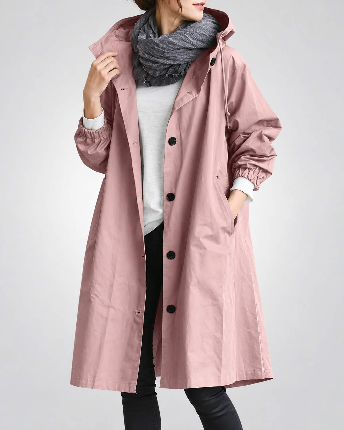 Vina™ | Warme Lange Trenchcoat Met Capuchon