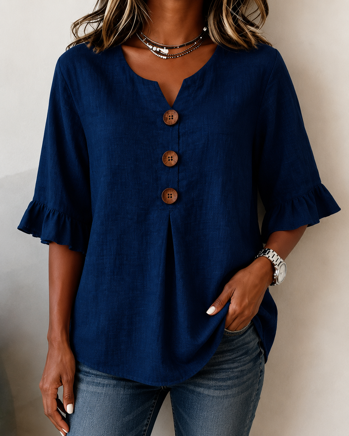 Amelie™ | Buikcamouflerende Blouse Met Knopen