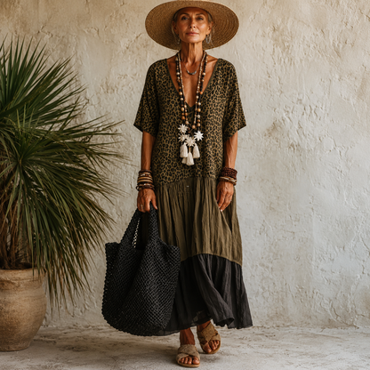Aveline™ | Bohemian Maxi Jurk met Buikbedekkend Design