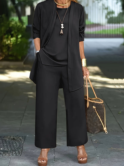Cilla™ | Chique driedelige set in effen kleur 2