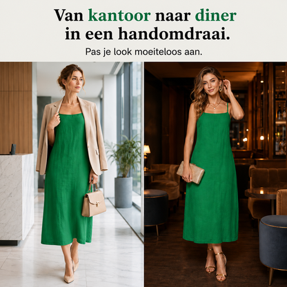 Ivara™ | Buikbedekkende Linnen-Look Maxi Jurk