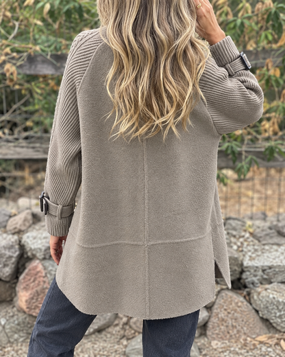 Hiley™ | Elegante Double-Breasted Jas met Gebreide Mouwen