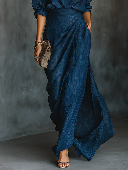Nayla™ | Stijlvolle geplooide maxi outfit