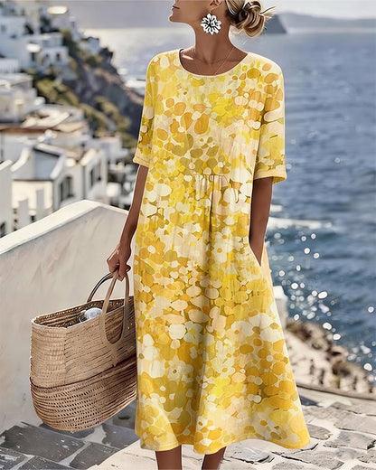 Elena™ | Elegante Bloemen Midi Jurk