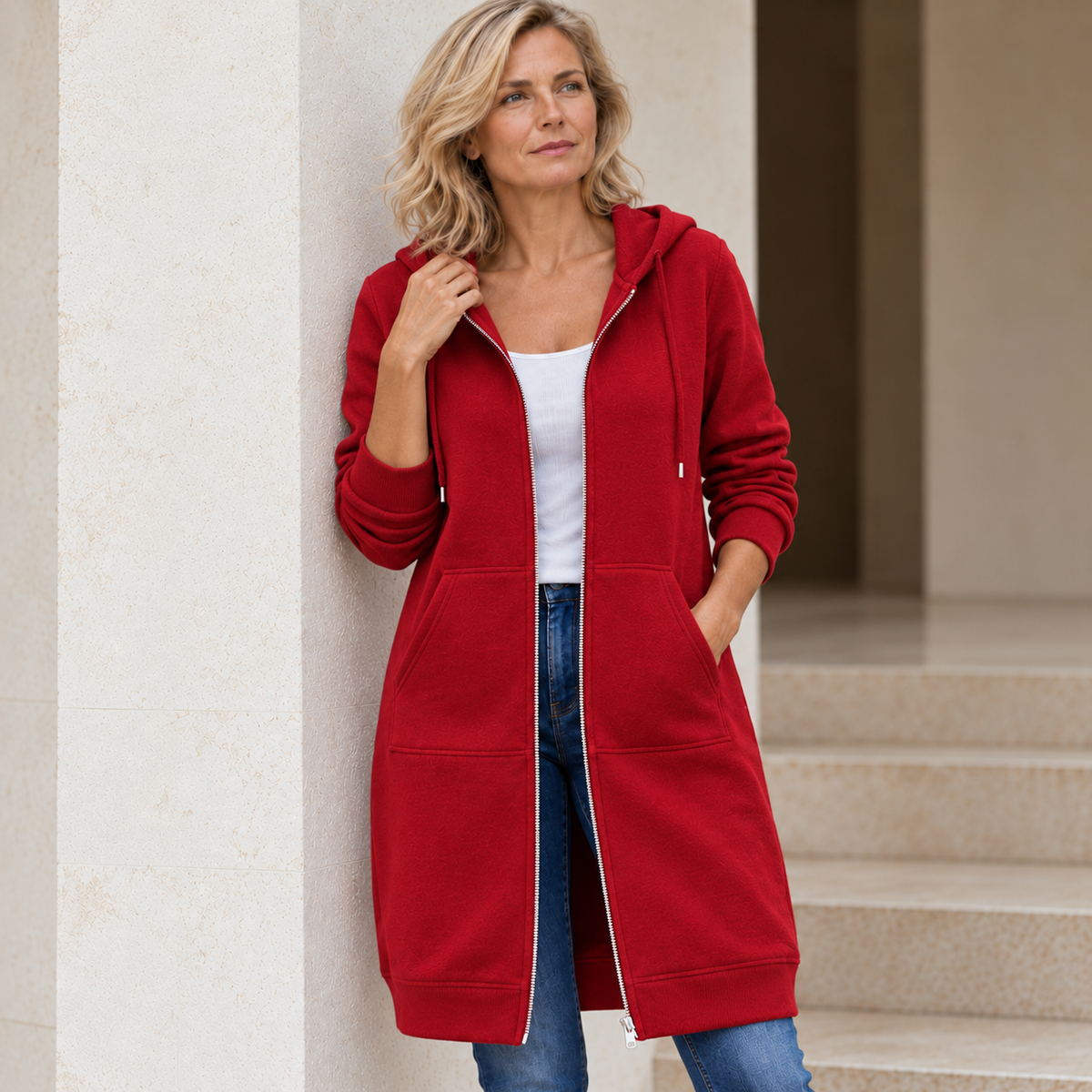 Esmee™ | Lange Fleece Jas Met Capuchon En Rits
