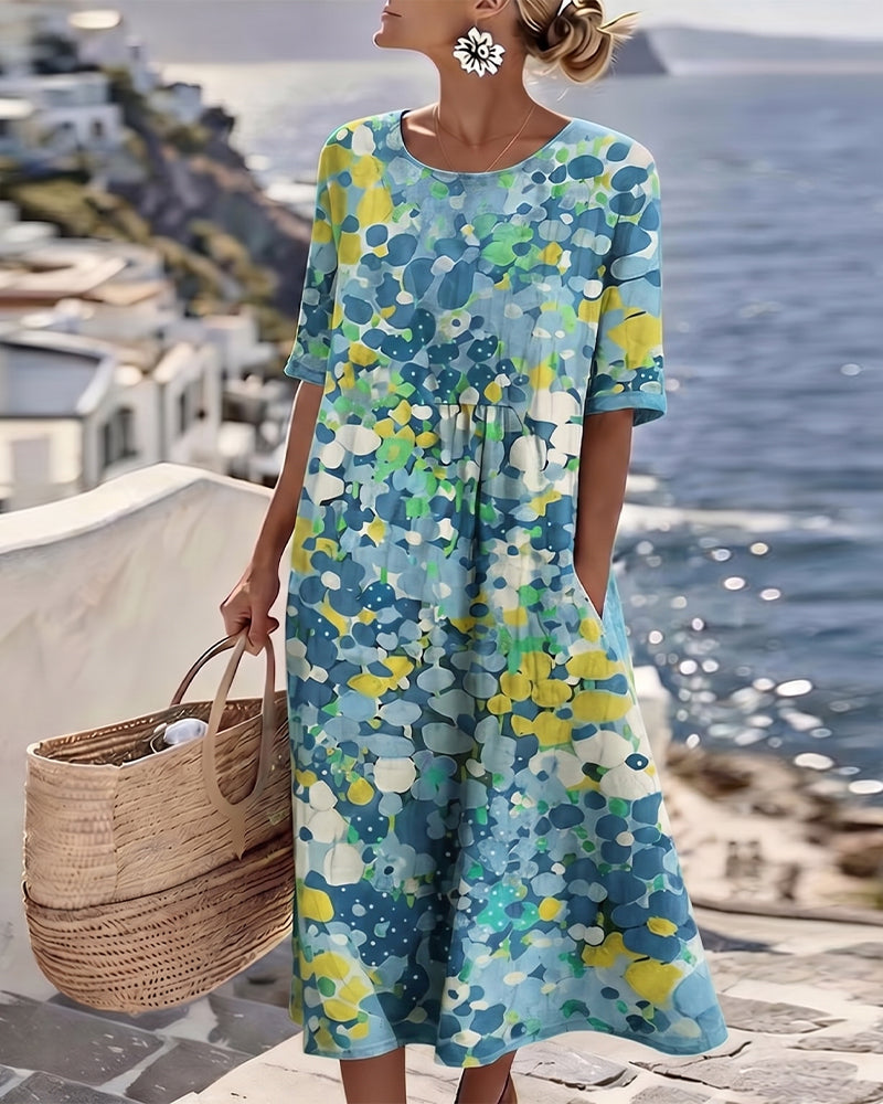 Elena™ | Elegante Bloemen Midi Jurk
