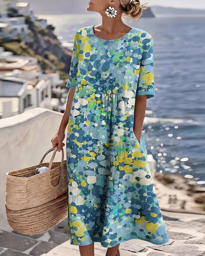 Elena™ | Elegante Bloemen Midi Jurk