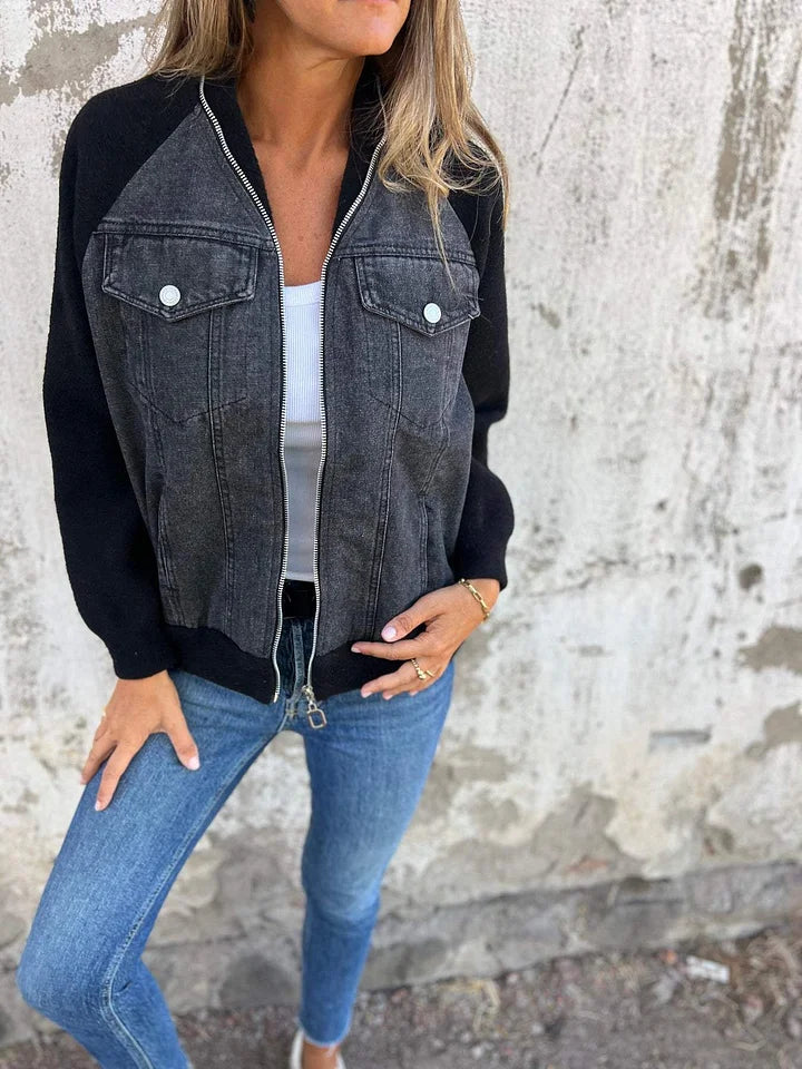 Lena™ | Modieuze Spijkerjack met Fleece Details