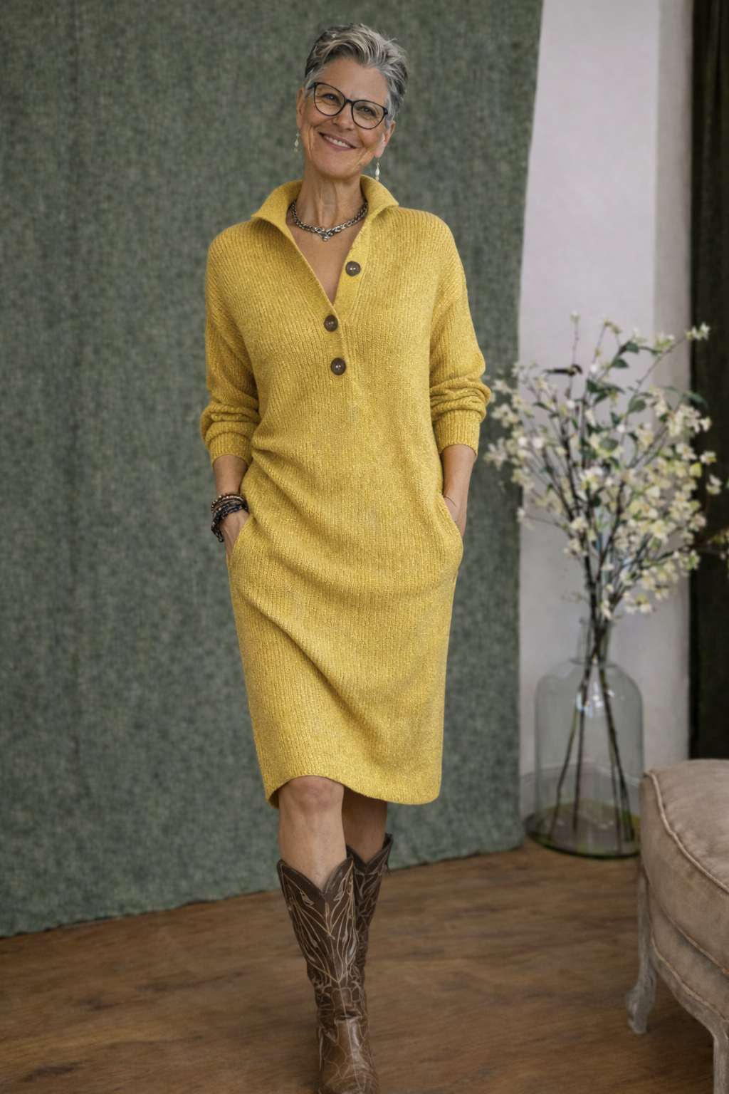Ingrid™ | Chique geribde midi jurk