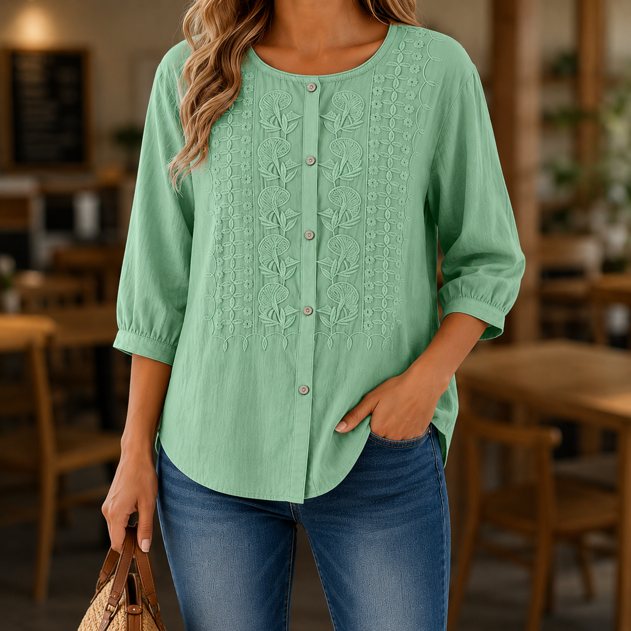 1 + 1 free Amelie™ | Elegante Geborduurde Blouse