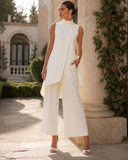 Fleur™ | Elegante Jumpsuit Met Gedrapeerde Hoge Hals