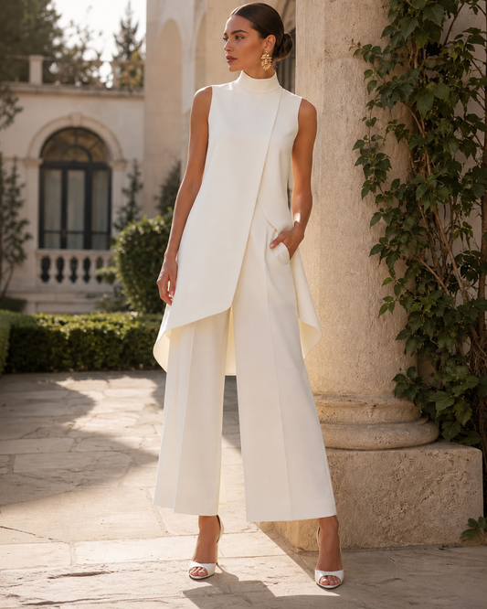 Fleur™ | Elegante Jumpsuit Met Gedrapeerde Hoge Hals
