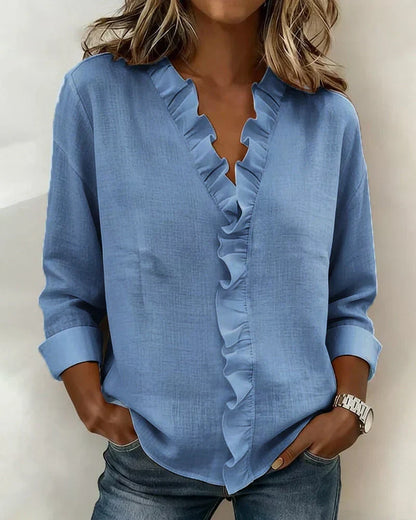 Savi™ | Stijlvolle V Hals Top Met Ruffles