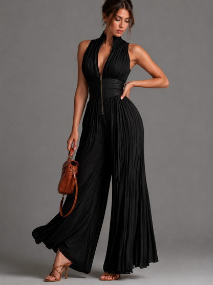 Elise™ | Chique Jumpsuit Met Halternek En Tailleband