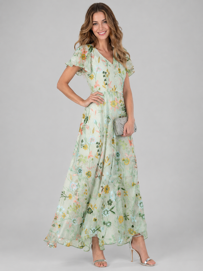 Florine™ | Buikcamouflerende Bloemen Maxi Jurk