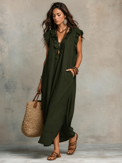 Camélia™ | Bohemian Buikcamouflerend Maxi Jurk
