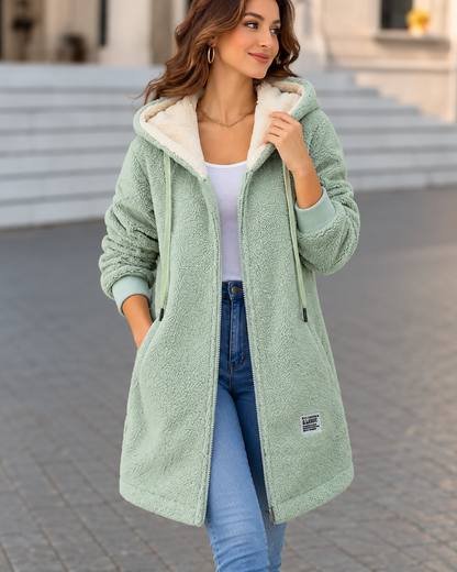 Nicole™ | Warme Lange Fleece Jas Met Capuchon