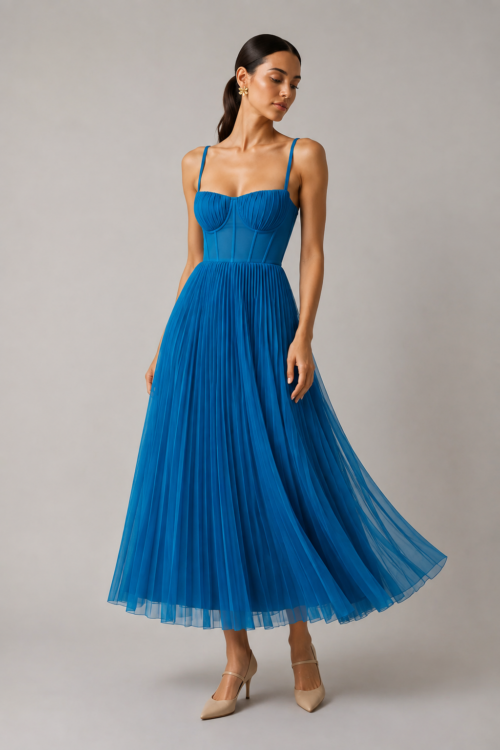 Lisette™ | Elegante Buikbedekkende Geplooide Maxi Jurk