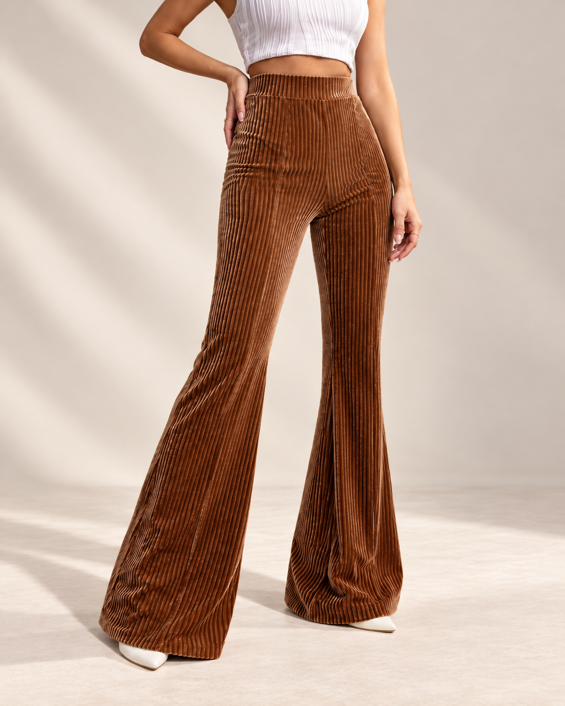 Fenna™ | Corduroy Flared Broek met Hoge Taille